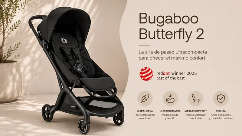Bugaboo Butterfly 2 negra, silla de paseo ultracompacta